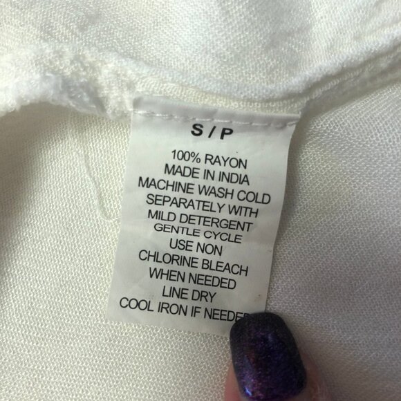 O'neill Rocco White Boho Peasant Embroidered 3/4 Sleeve Top Size Small - Picture 5 of 11